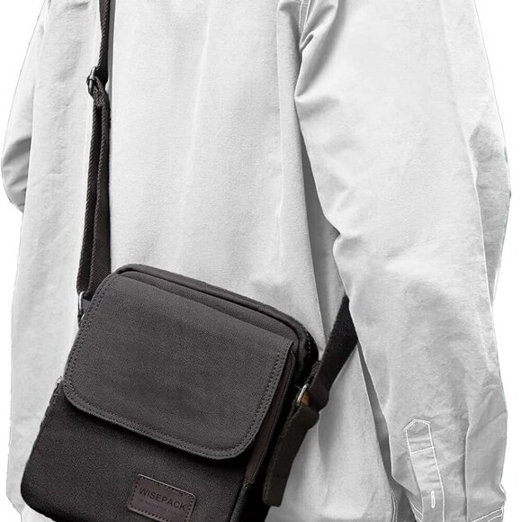 Small Crossbody Bag for Men,Canvas Messenger Shoulder Bags Crossbody Satchel Bag - Picture 1 of 7